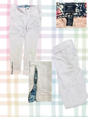 GAP Light Pink Cargo Jogger Pants with Floral Trim